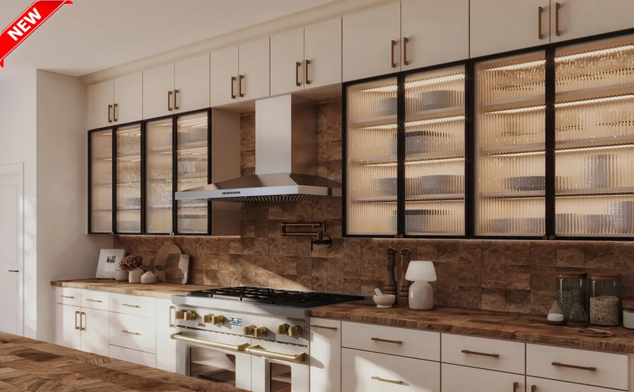Crystal Glass frameless cabinet door style