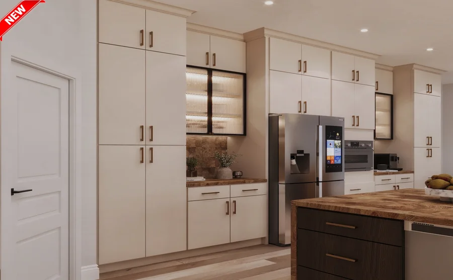 Matte Ivory frameless cabinet door style