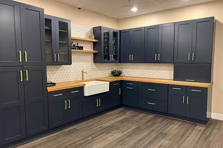 Navy Blue framed cabinet door style