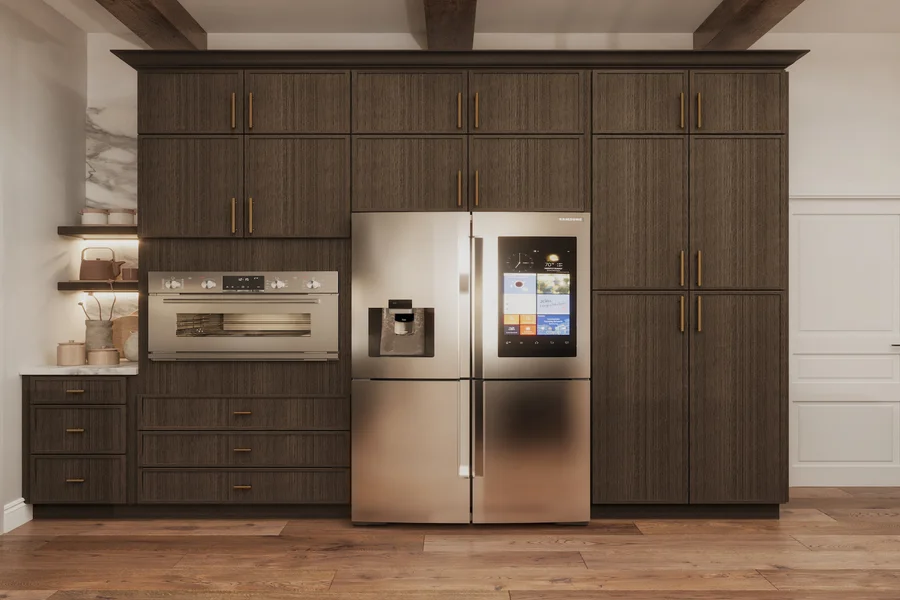 Slim Amber Oak framed cabinet door style